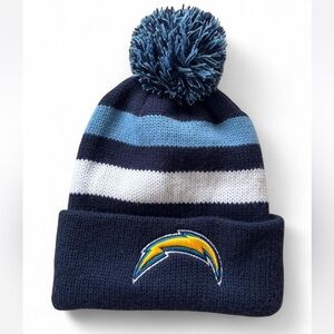 NFL Navy and Light Blue Striped Beanie with Pom-Pom